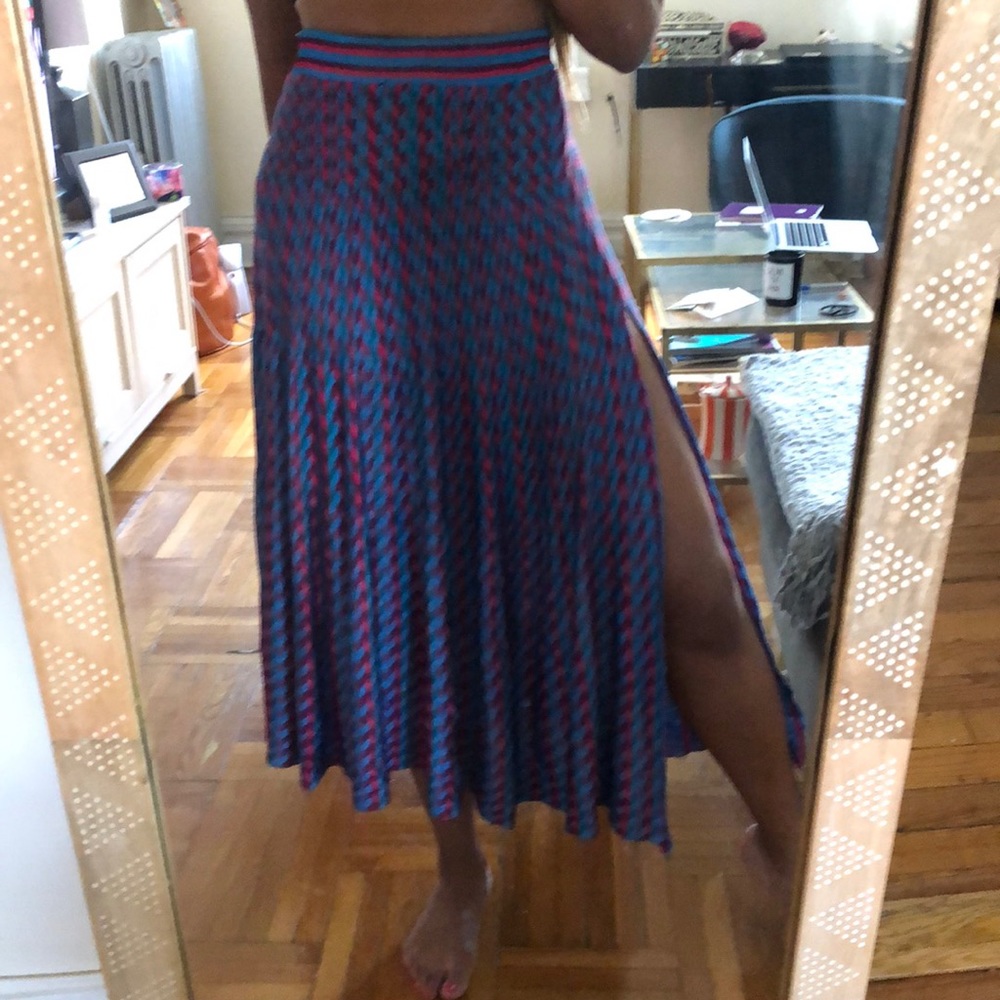 ZARA woven print skirt with thigh split